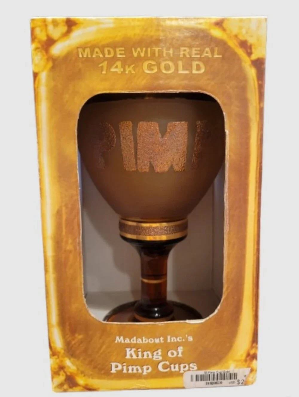 VTG Madabout King of Pimp Cups Goblet NIB 14K Gold Accent Novelty Gag Gift